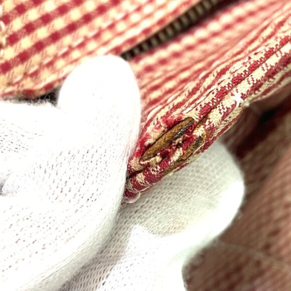 CHANEL CC Matelasse Gingham Check Tote Bag Shoulder Bag Canvas Red x White - Picture 3 of 12